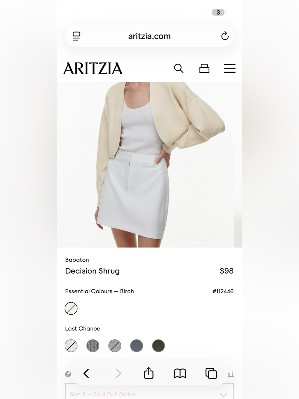 aritzia shrug ❤︎𐙚